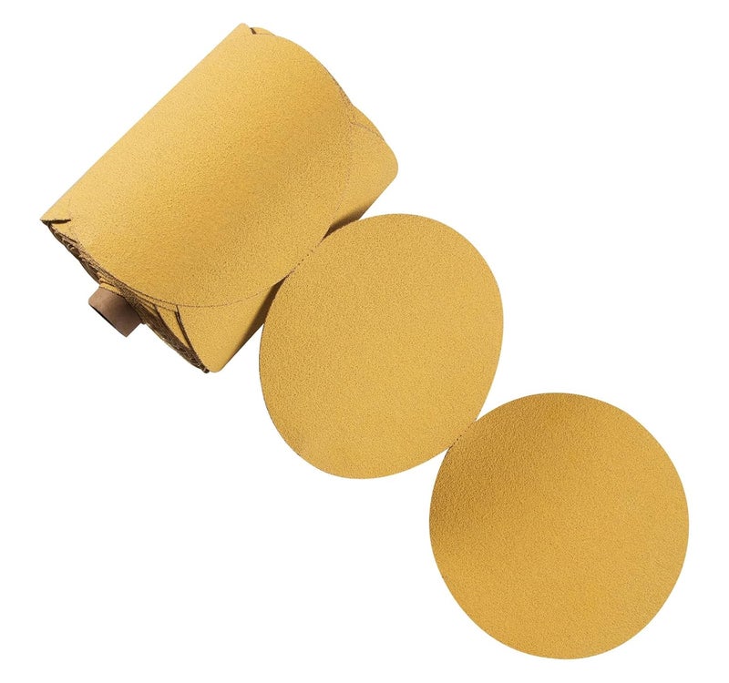Shawya 100 PCS 6 Inch Gold PSA Sanding Discs 80 Grit Self Adhesive Sticky-Back Sandpaper for DA Sander Automotive Car Paint Woodworking Wood Metal Finishing - Image 1